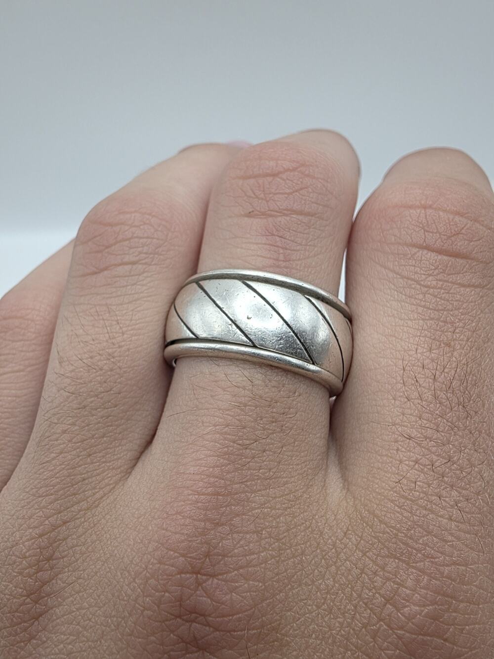 Vintage Sterling Silver 925 Handmade Spinning Mans Ring Size 13